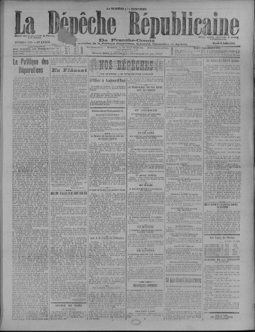 25/07/1922 - La Dépêche républicaine de Franche-Comté [Texte imprimé]