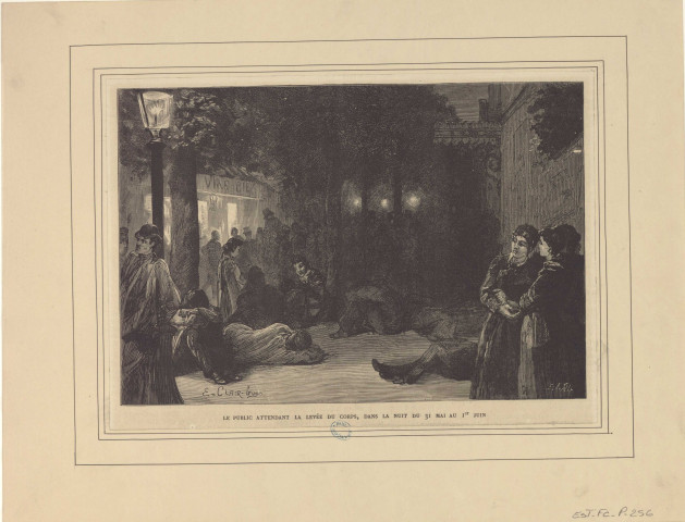 Le public attendant la levée du corps, dans la nuit du 31 mai au 1er juin [image fixe] / Ez Clair-Guyo ; E. A. Tilly , 1885