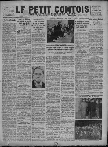 27/10/1936 - Le petit comtois [Texte imprimé] : journal républicain démocratique quotidien