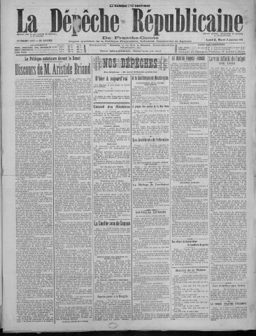 02/01/1922 - La Dépêche républicaine de Franche-Comté [Texte imprimé]