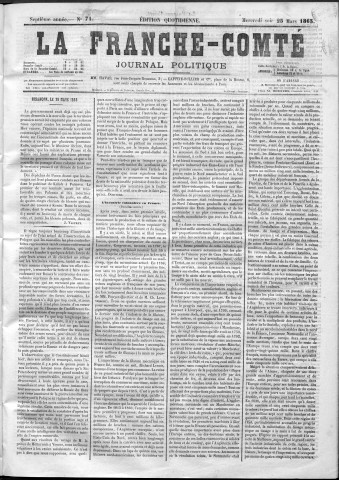 25/03/1863 - La Franche-Comté : organe politique des départements de l'Est