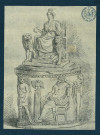 Piédestal scupté supportant une statue de femme assise sur un trône accosté de deux lions , [S.l.] : [s.n.], [1700-1800]