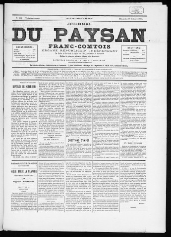 10/10/1886 - Le Paysan franc-comtois : 1884-1887