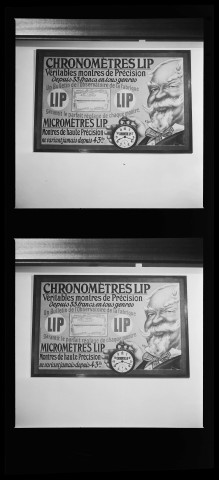 39MDT21 - Reproduction d'une affiche publicitaire LIP fin XIXe début XXe : négatif (noir et blanc).