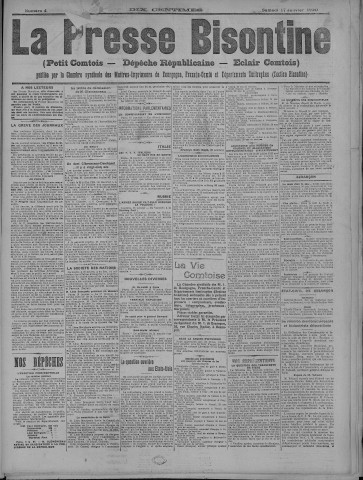 17/01/1920 - La Dépêche républicaine de Franche-Comté [Texte imprimé]