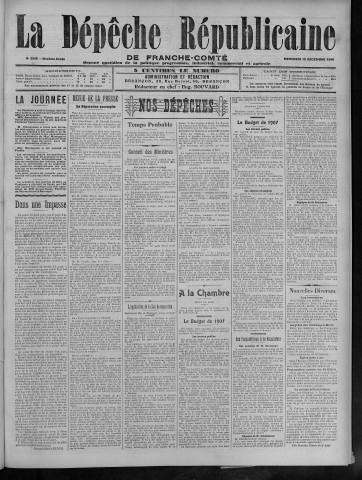 12/12/1906 - La Dépêche républicaine de Franche-Comté [Texte imprimé]