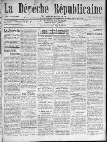 30/09/1913 - La Dépêche républicaine de Franche-Comté [Texte imprimé]