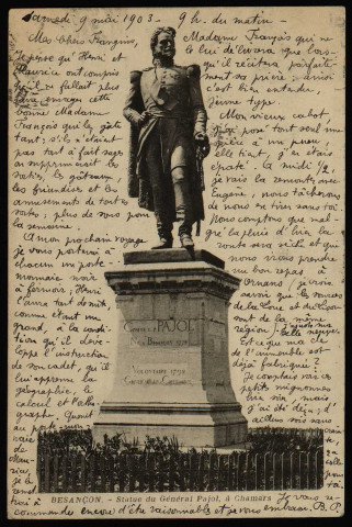 Besançon - Statue du Général Pajol, à Chamars. [image fixe] , 1897/1903