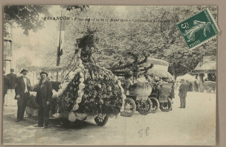 Besançon - Fêtes des 13, 14 et 15 Août 1910 - Concours d'Automobiles. [image fixe] , 1904/1910