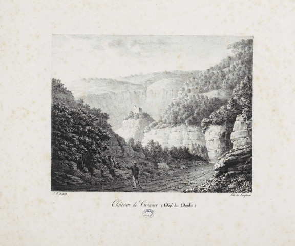 Château de Cusance. (Dép.t du Doubs.) [estampe] / Lith. de Langlumé  ; J.F.D. 1825 , [S.l.] : [s.n.], 1825