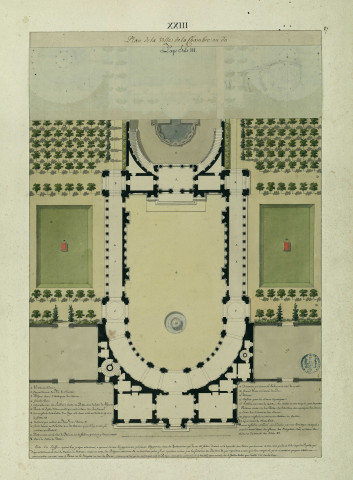 Plan de la villa du pape Jules III, dite "della Camera", à Rome / Pierre-Adrien Pâris , [S.l.] : [P.-A. Pâris], [1700-1800]