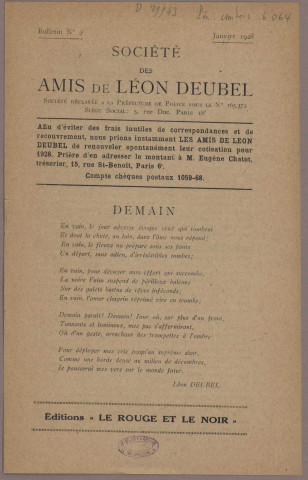 01/1928 - Bulletin / Société des amis de Léon Deubel