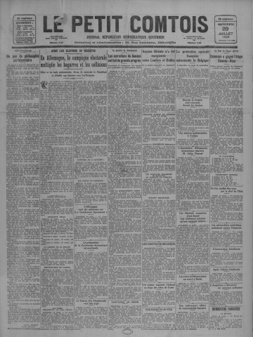 20/07/1932 - Le petit comtois [Texte imprimé] : journal républicain démocratique quotidien