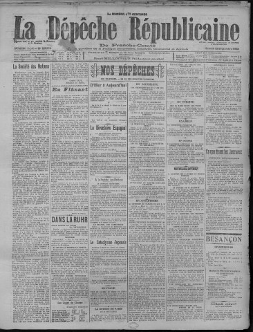 22/09/1923 - La Dépêche républicaine de Franche-Comté [Texte imprimé]