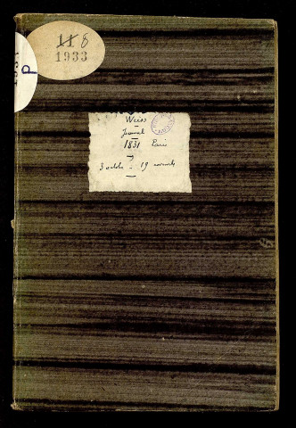 Ms 1933 - Charles Weiss. Carnets de voyage (tome VIII) : journal 1831, 3 octobre-19 novembre. Paris.