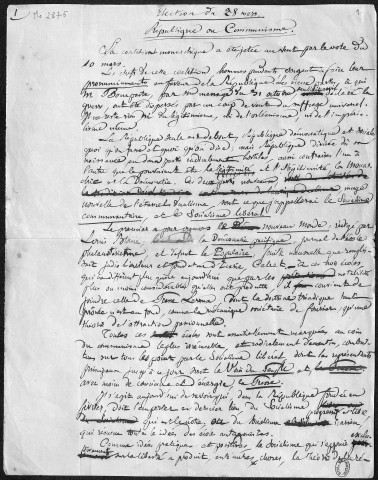 Ms 2875 - Tome II. Pierre-Joseph Proudhon. Notes et écrits divers.
