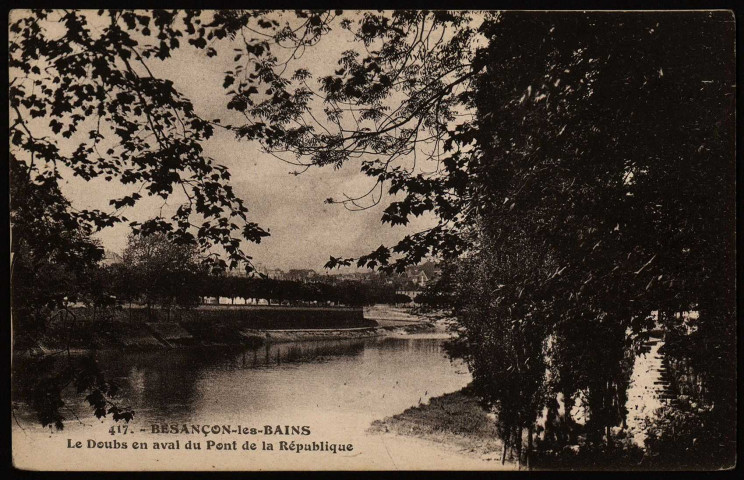 Besançon - Le Doubs en aval du Pont de la République [image fixe] , Besançon : Les Editions C. L. B. - Besançon., 1914/1948