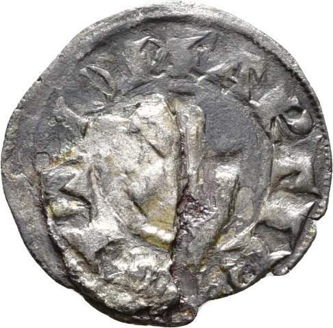 874.1.77.2 - pièce de monnaie ; monnaie (2) ; fragment (5) ; denier estevenant