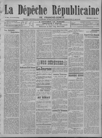 03/06/1914 - La Dépêche républicaine de Franche-Comté [Texte imprimé]