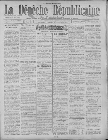 06/12/1922 - La Dépêche républicaine de Franche-Comté [Texte imprimé]