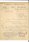 Gestion des commandes de l'entreprise : bordereaux de marchandises (1922), factures (1922), calques de réponse de courrier (1922-1923), mandats de marchandise (1921-1923), courrier de refus de commande (1923).
