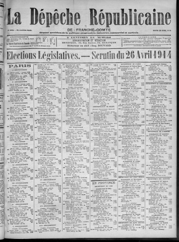 28/04/1914 - La Dépêche républicaine de Franche-Comté [Texte imprimé]