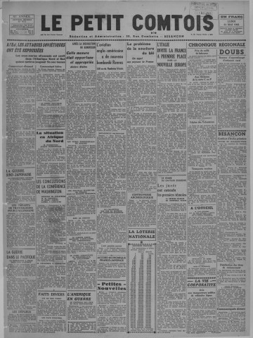 31/05/1943 - Le petit comtois [Texte imprimé] : journal républicain démocratique quotidien