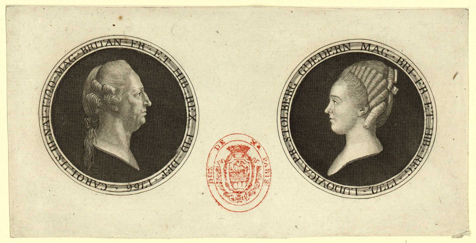 Charles III d'Angleterre et Louise de Stolberg Guedern, de profil en médaillon [Image fixe] , 1766/1800