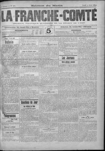 03/08/1893 - La Franche-Comté : journal politique de la région de l'Est
