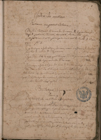 Ms 947 - « Bibliothèque séquanoise », par Ferdinand Lampinet. « Tome V, contenant le Nobiliaire de la province [de Franche-Comté] »