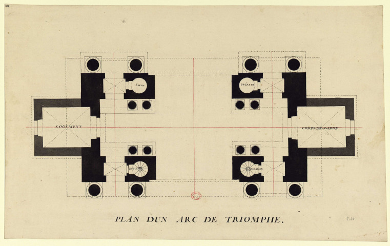 Plan d'un arc de triomphe [Dessin] , [S.l.] : [s.n.], [1750-1799]
