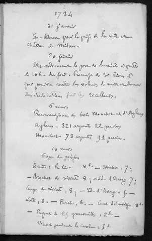 Ms 1850 - Inventaire et analyse des registres des délibérations municipales de la Ville de Besançon : 1734-1763 (tome IX). Notes d'Auguste Castan (1833-1892)