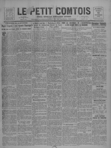 19/11/1932 - Le petit comtois [Texte imprimé] : journal républicain démocratique quotidien