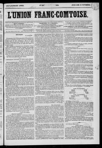 25/11/1869 - L'Union franc-comtoise [Texte imprimé]