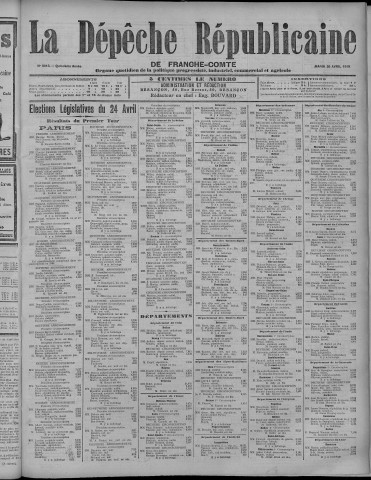 26/04/1910 - La Dépêche républicaine de Franche-Comté [Texte imprimé]