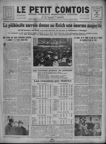 16/01/1935 - Le petit comtois [Texte imprimé] : journal républicain démocratique quotidien
