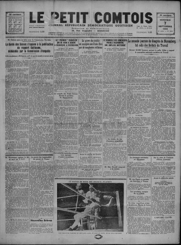 07/09/1934 - Le petit comtois [Texte imprimé] : journal républicain démocratique quotidien