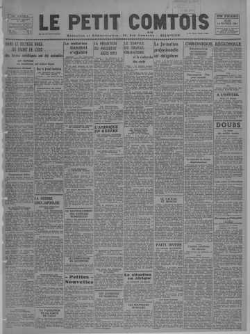 18/02/1943 - Le petit comtois [Texte imprimé] : journal républicain démocratique quotidien
