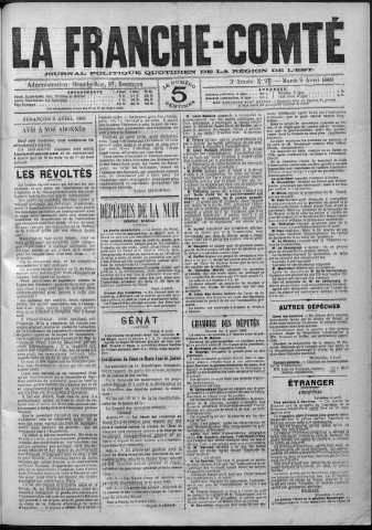 09/04/1889 - La Franche-Comté : journal politique de la région de l'Est