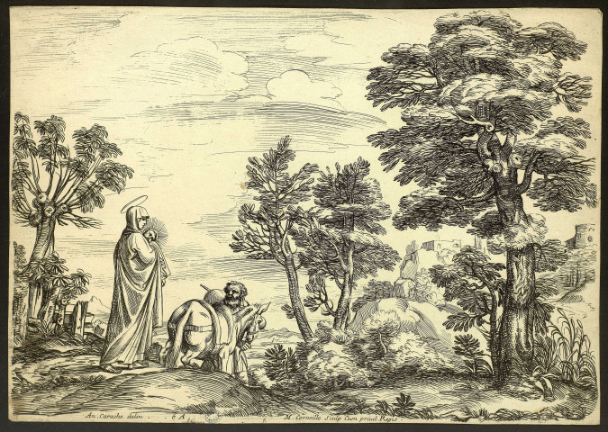 [La Vierge et l'enfant Jésus] [image fixe] / An. Carache delin. M. Corneille Sculp Cum privil Regis , 1662/1705