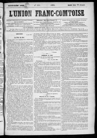 19/07/1881 - L'Union franc-comtoise [Texte imprimé]