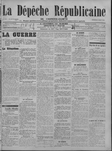 09/08/1914 - La Dépêche républicaine de Franche-Comté [Texte imprimé]