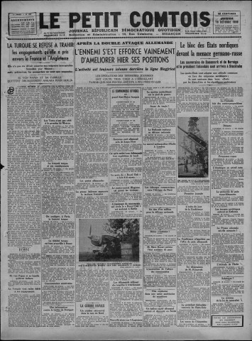 19/10/1939 - Le petit comtois [Texte imprimé] : journal républicain démocratique quotidien