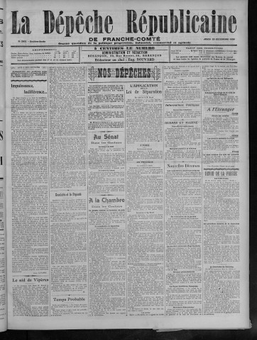 20/12/1906 - La Dépêche républicaine de Franche-Comté [Texte imprimé]