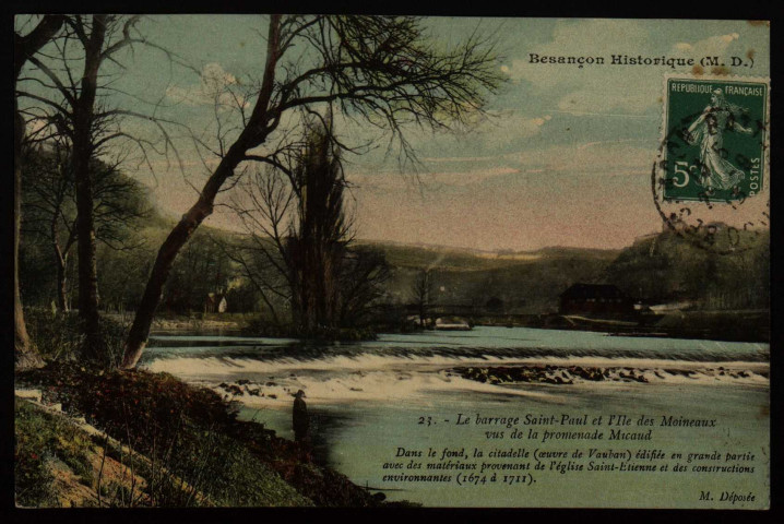 Le barrage Saint-Paul et l'Ile des Moinaux vus de la promenade Micaud [image fixe] , 1904/1913