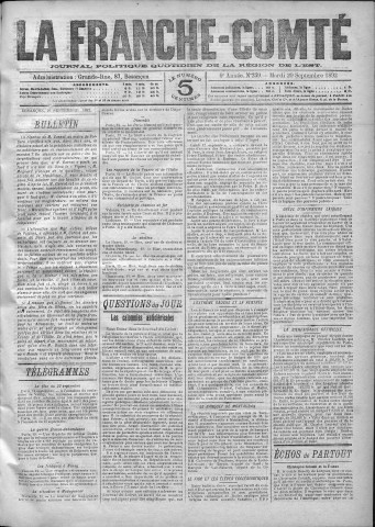 20/09/1892 - La Franche-Comté : journal politique de la région de l'Est