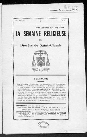 28/05/1953 - La Semaine religieuse du diocèse de Saint-Claude [Texte imprimé]