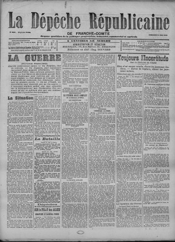02/05/1915 - La Dépêche républicaine de Franche-Comté [Texte imprimé]