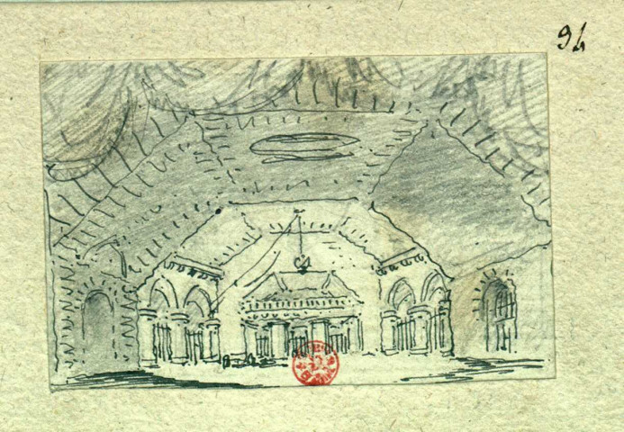 Intérieur de catacombes (?). Projet de décor de théâtre / Pierre-Adrien Pâris , [S.l.] : [P.-A. Pâris], [1700-1800]