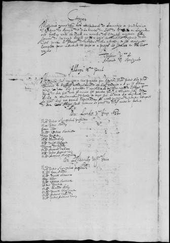 Registre des délibérations municipales 1er juin - 18 septembre 1634